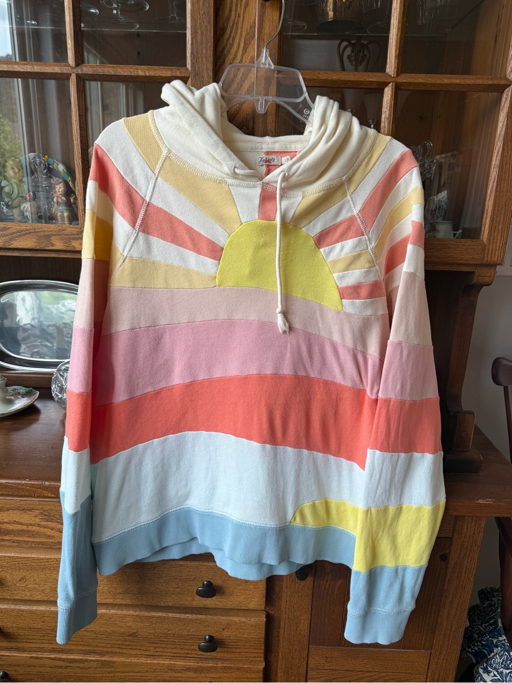 Faherty Women’s Large Soleil Abstract Sunrise Hoodie Pullover Sweatshirt EUC
